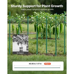 Garden Stakes, 50 Pack, 46.06 inch, Plastic-Coated Metal Plant Supports, Durable