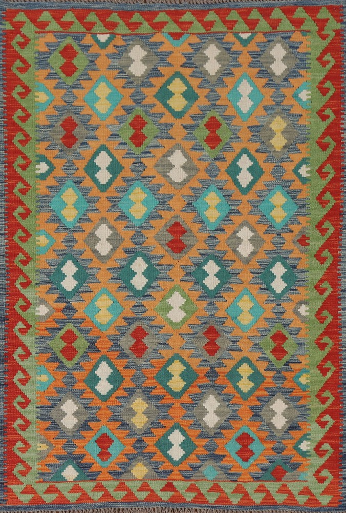 Reversible Kilim Oriental Rug 4×6 Flat-weave Southwestern Carpet for Any Room