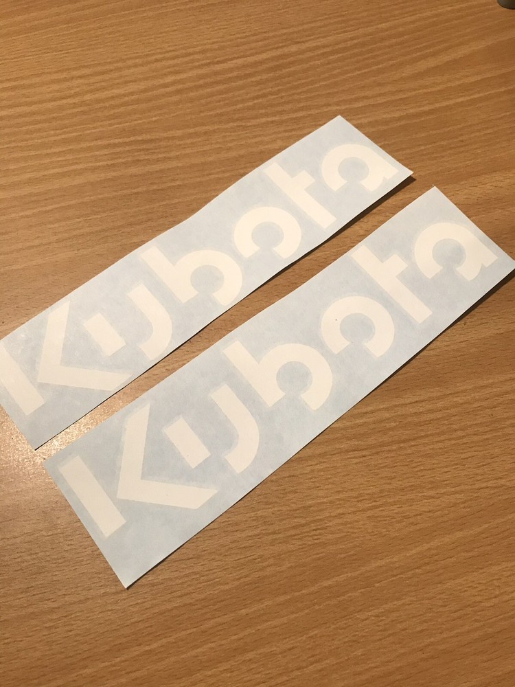 KUBOTA 12” WHITE NEW LOGO TRACTO VINYL DECAL STICKER – SET OF 2 Tractor