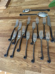 38 Piece Gourmet Settings Treble Clef Stainless Silverware & Serving Pieces VTG