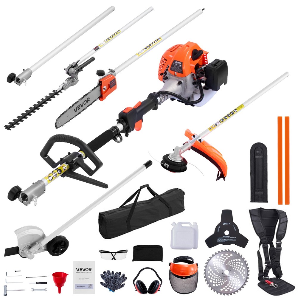 VEVOR 6-in-1 Gas Hedge Trimmer 2 Cycle 26cc Gas Powered Handheld Hedge Trimmer