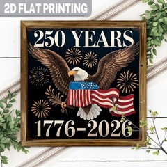 Rustic Bald Eagle 250 Years Wooden Plaque 4th of July American Flag Home Decor