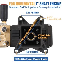 Pressure Washer Pump Power Washer Pump 1″ Shaft Horizontal 4400 PSI 4.4 GPM