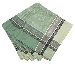 Set of 6 Provencal Jacquard Woven Napkins Olives – Green – Made in France