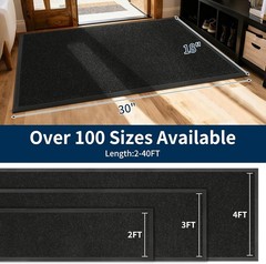 Black Heavy Duty Commercial Entrance Mat Non Slip Beveled Edge Wheelchair Rug