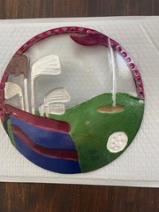 New Hand Blown Golf Themed Serving Dish, Hand Wash Only!