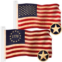 American USA Tea-Stained Flag & 1776 Tea-Stained Flag 3×5 Ft Both Emb 420D Poly