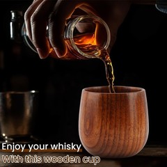 Wooden Whiskey Glasses – 2pcs Bourbon Tasting Cups, Handmade Teacup Mug