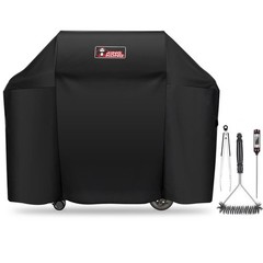 Grill Cover 7130 for Weber Genesis II & Genesis 300 Series 3 Burner with Brush
