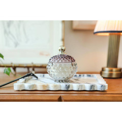 4.25 In. Glass Bubble Candle with Metal Nob Lid (5 Oz.)