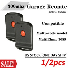 2PC Garage Door Gate Opener Transmitter 10 Digit Pins Code Remote Control 300MHz