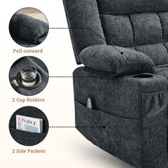 Korser Chenille 360° Swivel Rocker Recliner for Adults with Massage & Heating