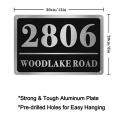 12″ x 8″ Customized Aluminum House Number Plaque Personalized Home Address Sign