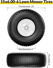15X6.00-6Nhs Lawn Mower Tires and Wheels, Riding Lawn Mower and Garden Tractor F