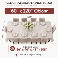 Heavy Duty Top Quality Clear Tablecloth Protector 60″ x 120″ Oblong