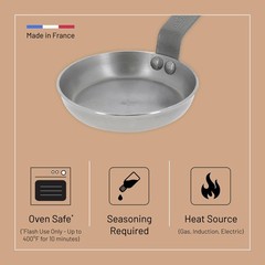 MINERAL B Carbon Steel Egg & Pancake Pan – 4.75” Diameter – Naturally Non-Sti…