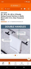 56 – 60 in. W x 58 in. H Double Sliding Framed Tub Door in Matte Black