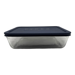 Pyrex #7211 6 Cup 1.5L Storage Plus Rectangle Lasagna Pan & Dark Blue Lid
