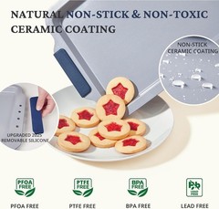 BRONYPRO Non Stick Ceramic Baking Sheet Pan Set of 3, Natural Non Toxic Cookie S