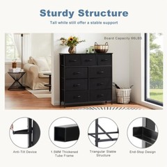 Dresser for Bedroom with 9 Drawers Chest Tower Bins TV Stand Organizer Storage