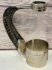 Vintage Wine Bottle Holder Goat Horn Handle Nickel Silver Argentinian Hand Made