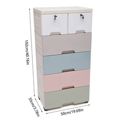 5 Layers Drawer Doll Clothes Storage Cabinet Plastic With Locker Bedroom Armoire