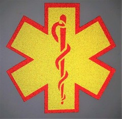 Fluorescent Yellow Red Reflective Star Of Life Decal Fire EMT EMS multiple size