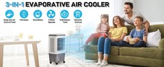 Portable Evaporative Cooler Swamp Cooler 3-in-1 5.28 Gal 7.5H Timer Humidifier