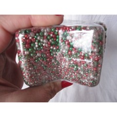NEW Green Red White Glitter Cookie Decoration Sugar Pearls 8.11oz jar Sparkles