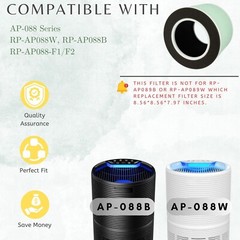 True HEPA with Carbon Replacement Filter For Renpho Air Purifier RP-AP088 2 pack