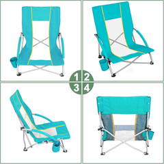 Low Beach Chairs for Adults 2 Pack, Lightweight Folding Sand Chairs with Breatha