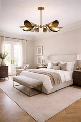 Handmade Brass Sputnik Chandelier, Mid Century Modern Ceiling Light