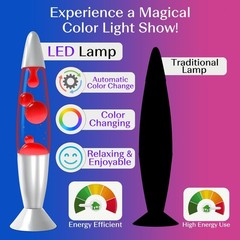16-Inch Silver Base Lava Lamp with Yellow Wax in Purple Liquid