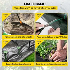 6′ x 300′ Woven Ground Cover Landscape Fabric 3.2-ounce Weed Barrier~H
