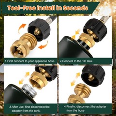 1lb Propane Tank Adapter Propane Adapter 20lb to 1lb Converter Universal QCC-1..