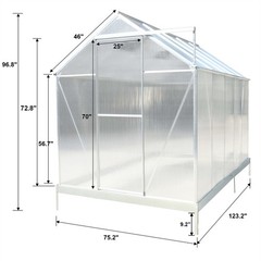 4.2/6.2/10.2ft Greenhouse Walk-in Green House Kit w/ Vent & Rain Gutter Backyard