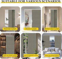100% Blackout Accordion Door Magnetic Door Curtain Folding Closet Doors Curtain