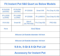 Silicone Lid for Instant Pot 6 QT & 5 QT, 9.8IN Premium Pot Cover for Instapot 5