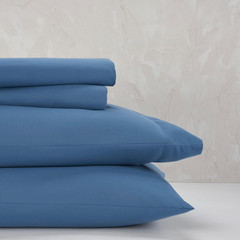Home Dreamscape Solid Blue Queen 4-Piece Bedding Sheet Set