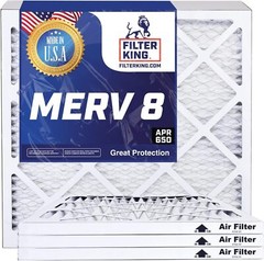 Filter King 20x20x1 Air Filter 6-PACK MERV 8 Actual Size 19.5 x 19.5 x .75″