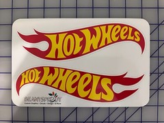Hot wheels logos 8″l x 2.5″h (each decal) left and right side decal sticker