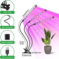 5-Head LED Grow Light Full Spectrum for Indoor Plants, Auto Timer, 10 Brightness