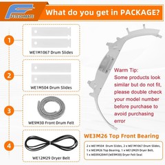 WE49X20697 GE Dryer Bearing Kit Contains WE3M26 WE9M30 WE12M29 WE1M1067 WE1M504