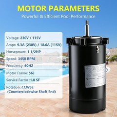 UST1152 Pool Pump Motor 1.5 HP Swimming Pool Pump Motor Replacement for Hayward