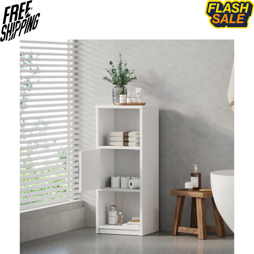 Mainstays Ardent 3 Tier Storage Tower with Door White Shelves
