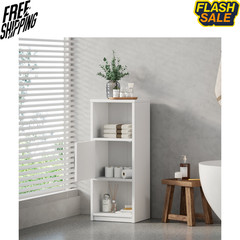 Mainstays Ardent 3 Tier Storage Tower with Door White Shelves