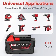 2PACK 8.0AH Battery For Milwaukee for M18 Lithium 18V Li-Ion Extended 48-11-1860