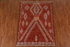 Rust Moroccan Tribal Area Rug 5×7 Hand-knotted Wool Oriental Carpet for Any Room