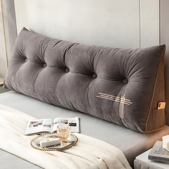 Velvet Wedge Headboard Pillow w/High-Resilience Filling Removable Zippered Cover