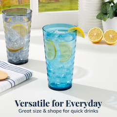 Splash [Set of 16] 18 Ounce Plastic Stackable Water Tumblers in 4 Coastal Colors